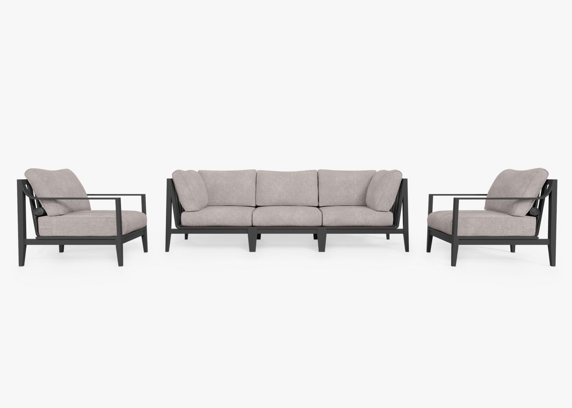 Canapé d'extérieur en aluminium anthracite avec fauteuils - 5 places