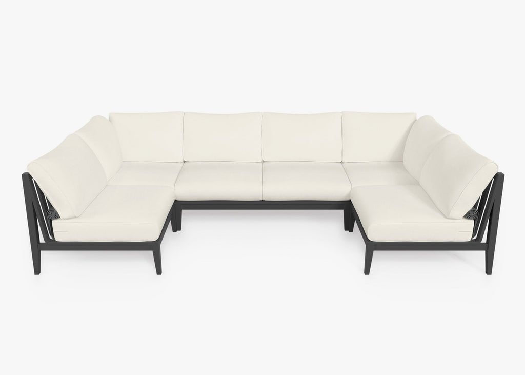 Canapé d'angle d'extérieur en aluminium anthracite en forme de U - 6 places