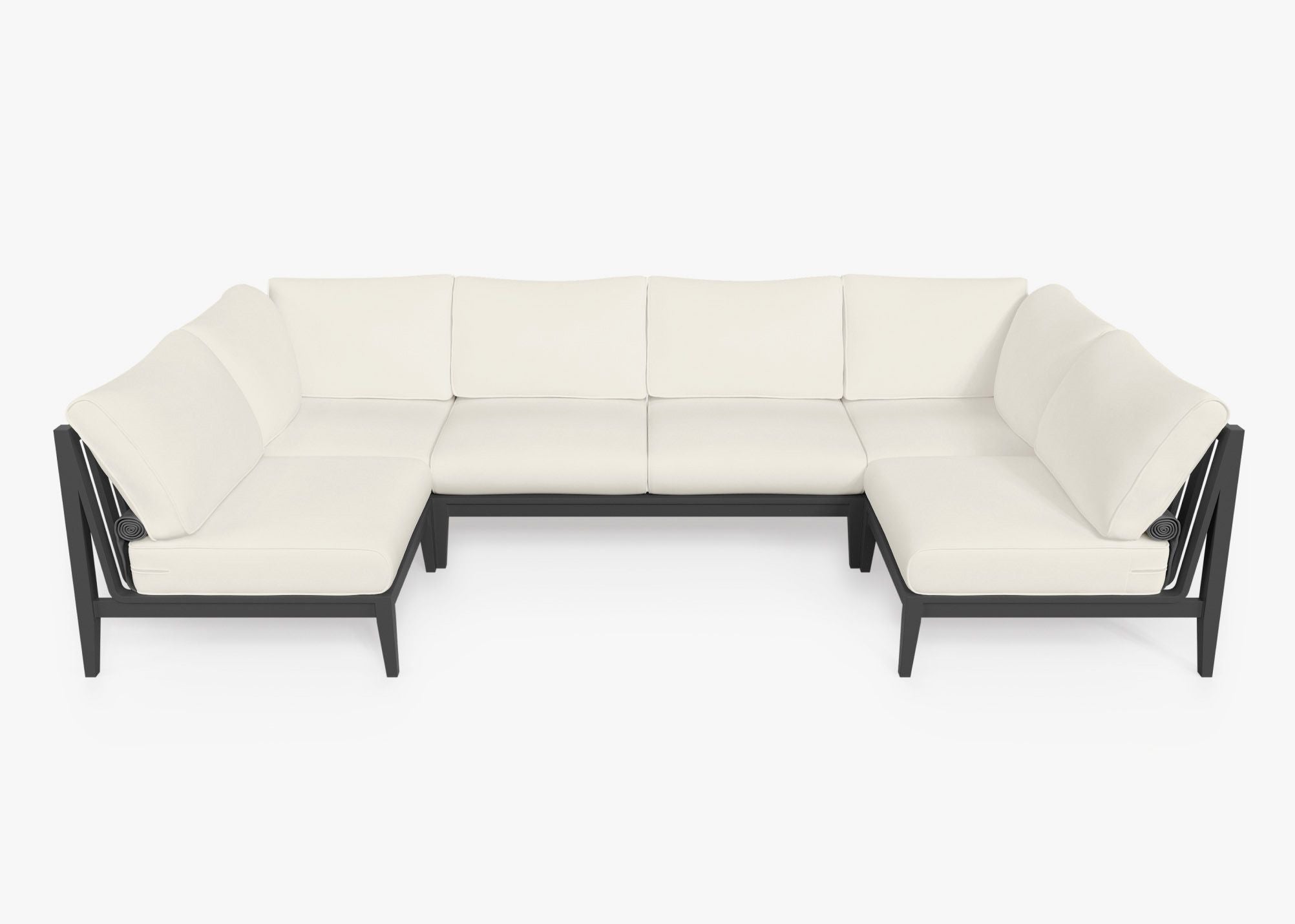 Canapé d'angle d'extérieur en aluminium anthracite en forme de U - 6 places