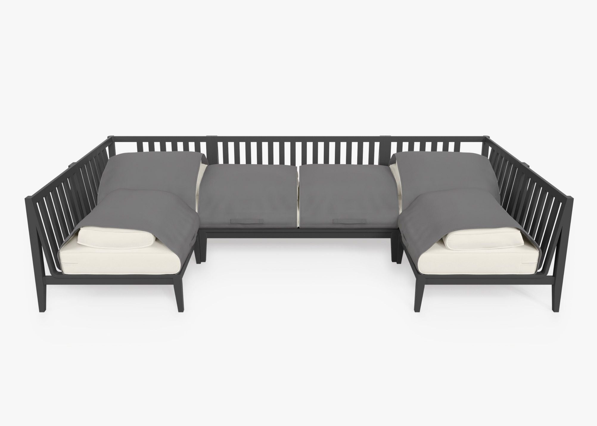 Canapé d'angle d'extérieur en aluminium anthracite en forme de U - 6 places