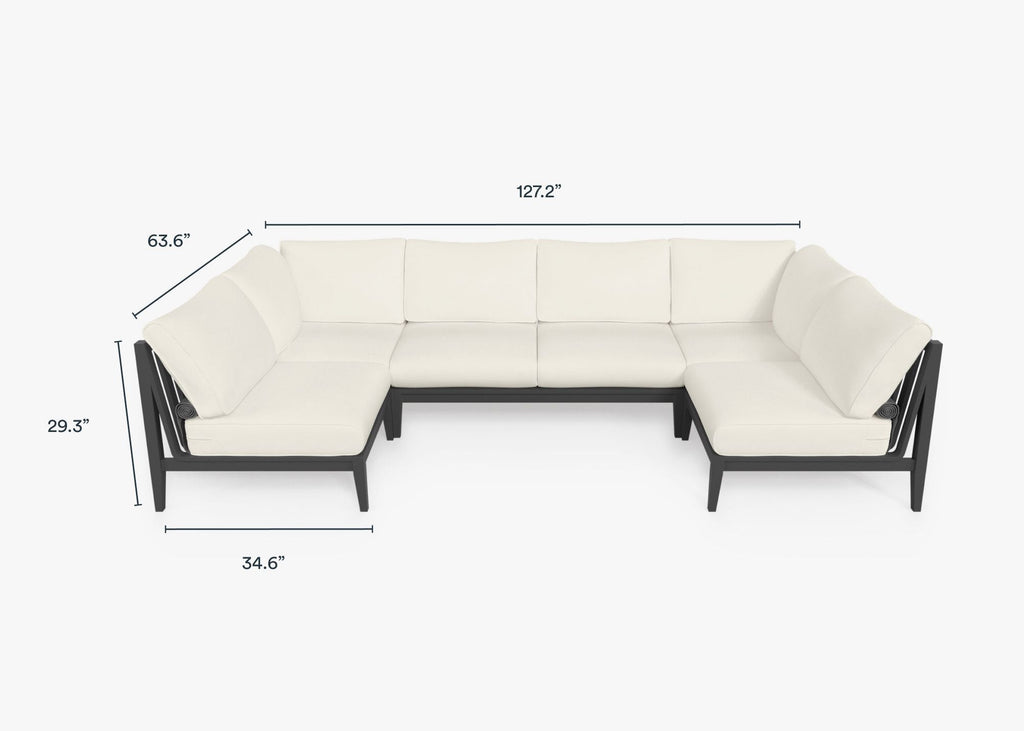 Canapé d'angle d'extérieur en aluminium anthracite en forme de U - 6 places