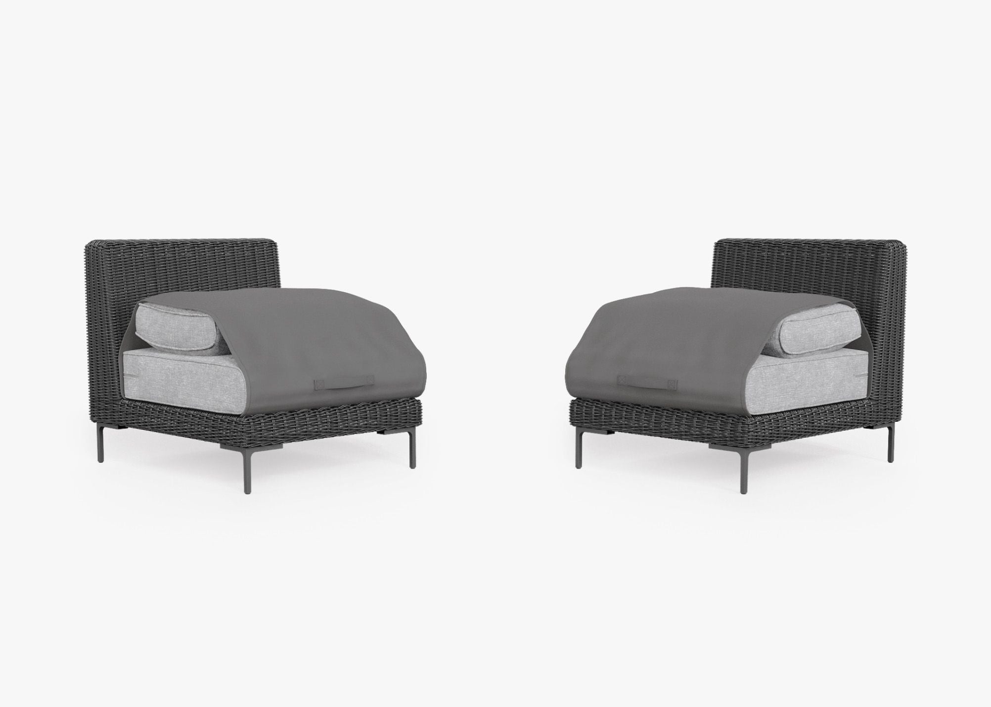 Ensemble de conversation de fauteuils de jardin sans accoudoirs en osier noir