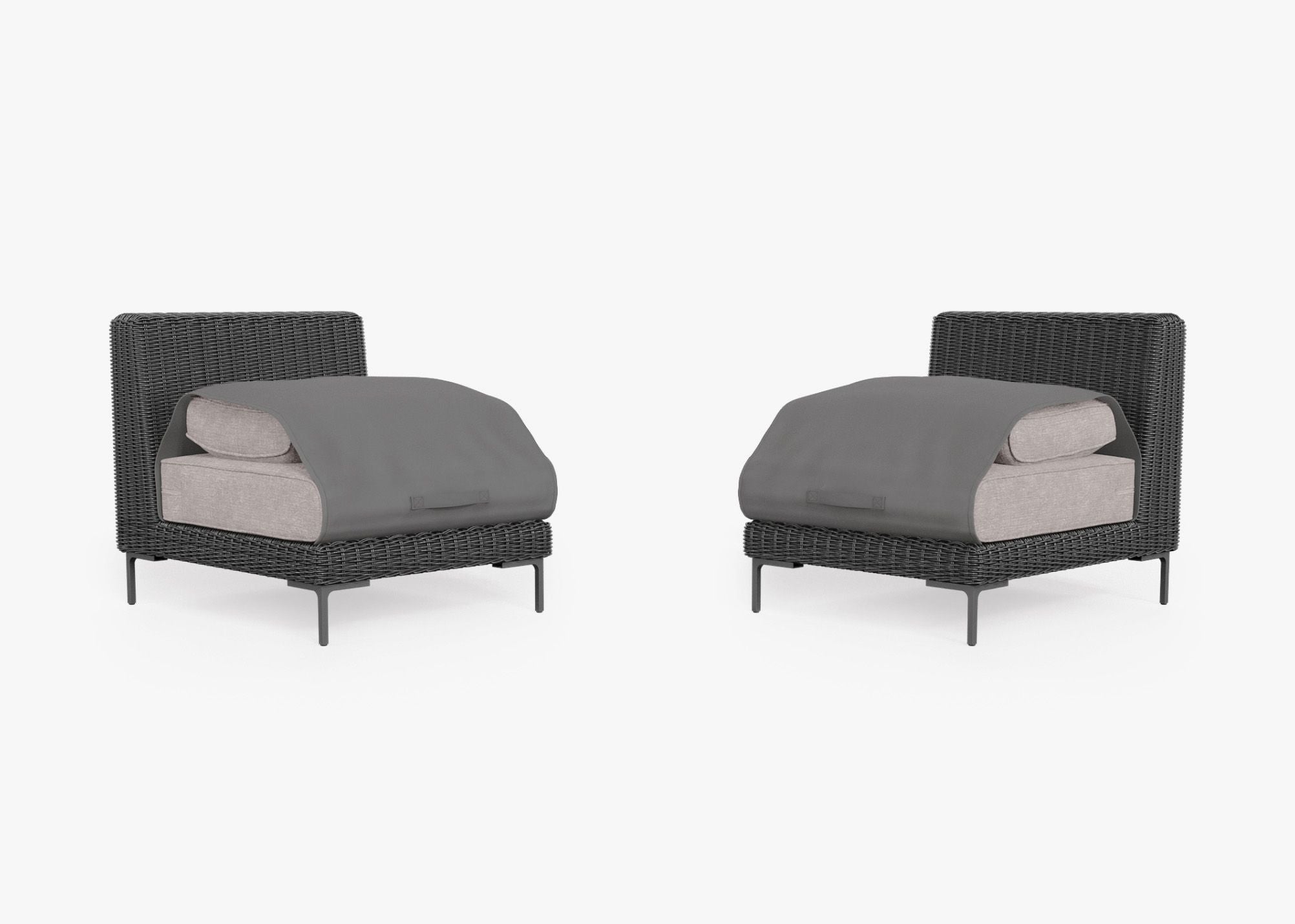 Ensemble de conversation de fauteuils de jardin sans accoudoirs en osier noir