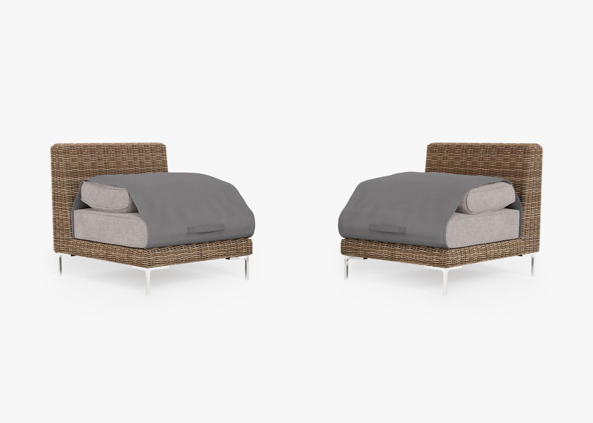 Ensemble de conversation de fauteuils de jardin sans accoudoirs en osier marron