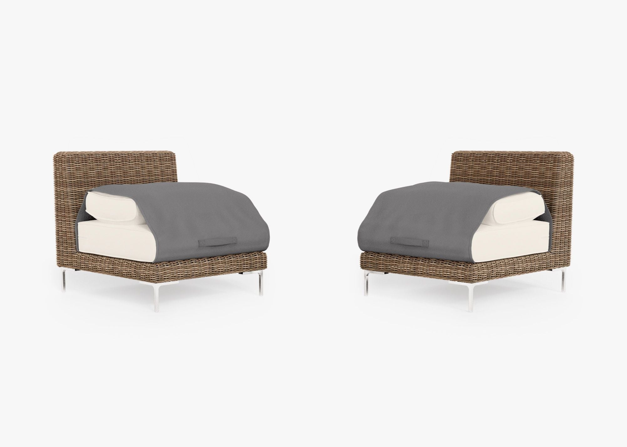 Ensemble de conversation de fauteuils de jardin sans accoudoirs en osier marron