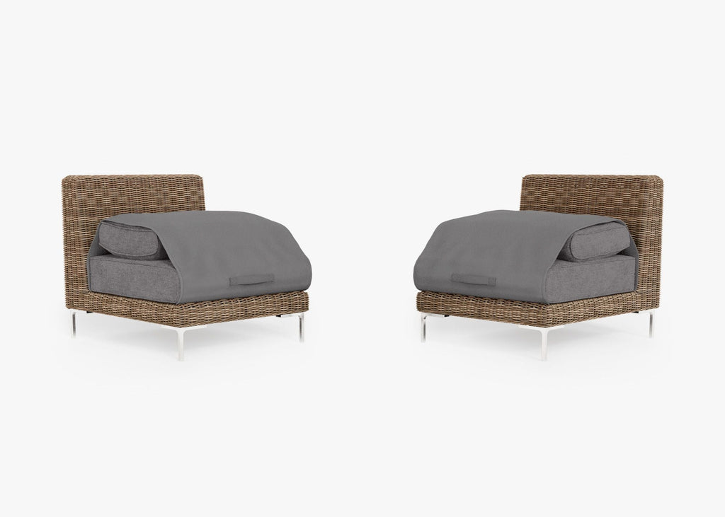 Ensemble de conversation de fauteuils de jardin sans accoudoirs en osier marron