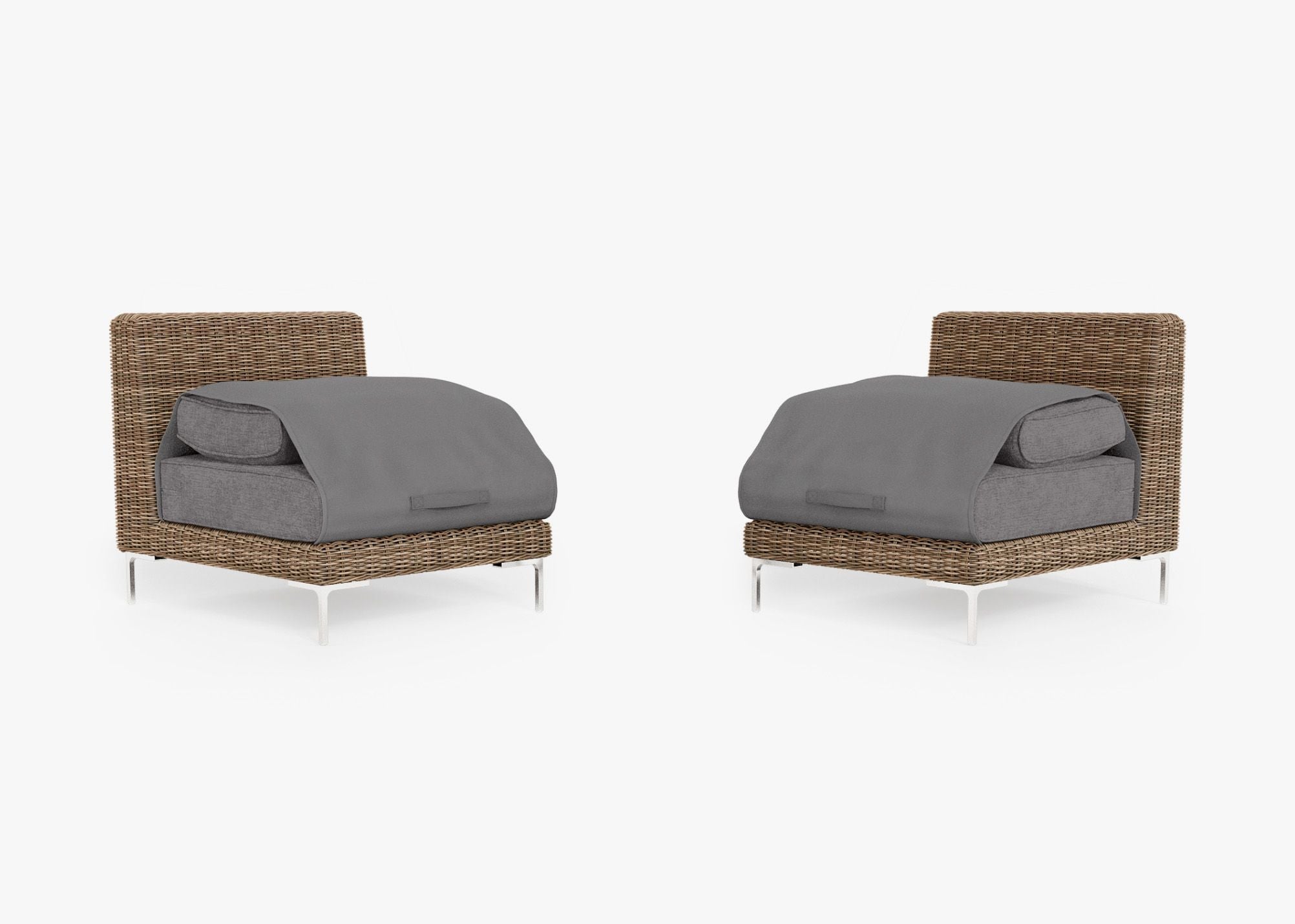 Ensemble de conversation de fauteuils de jardin sans accoudoirs en osier marron