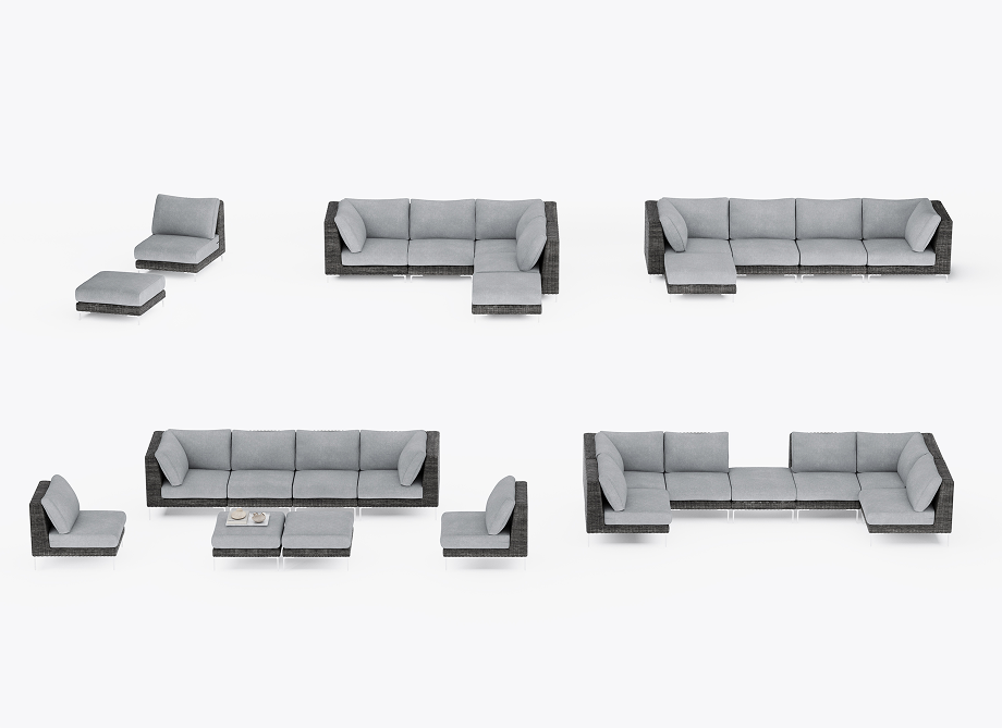 Pouf d'extérieur multifonctionnel en osier noir