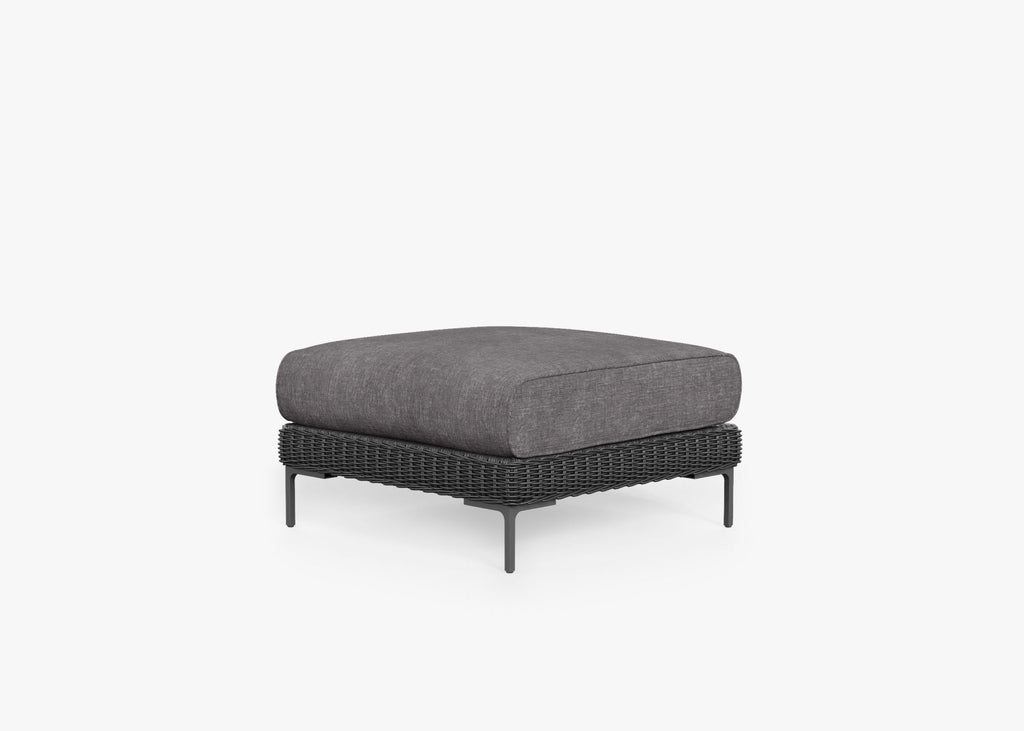 Pouf d'extérieur multifonctionnel en osier noir