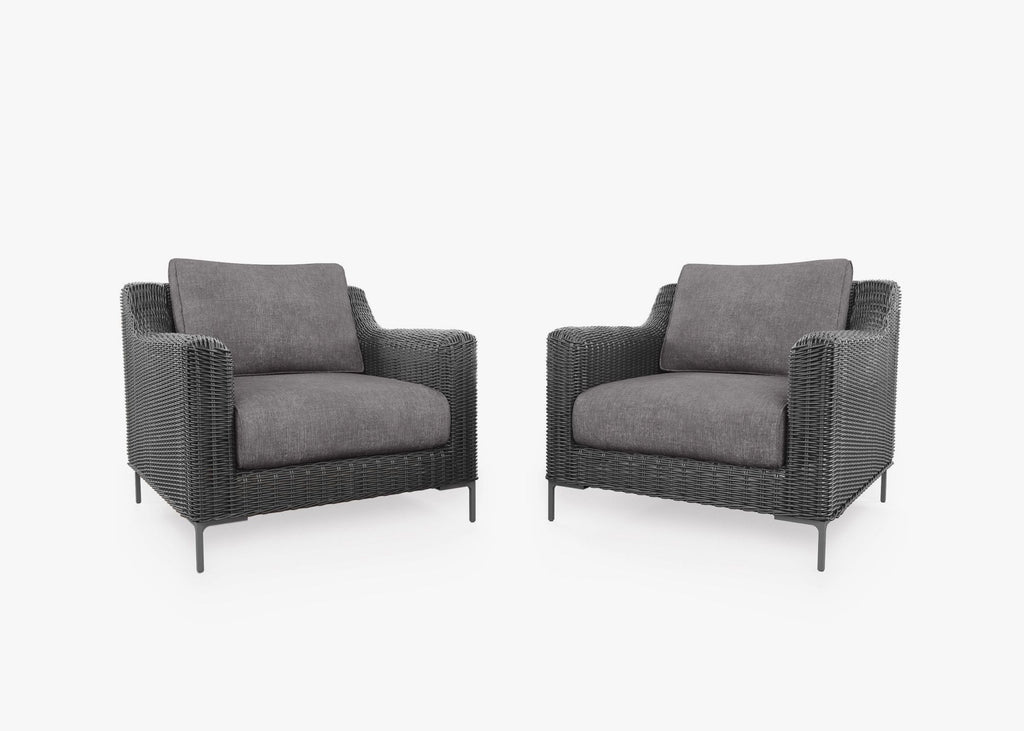 Ensemble de conversation de fauteuil d'extérieur en osier noir