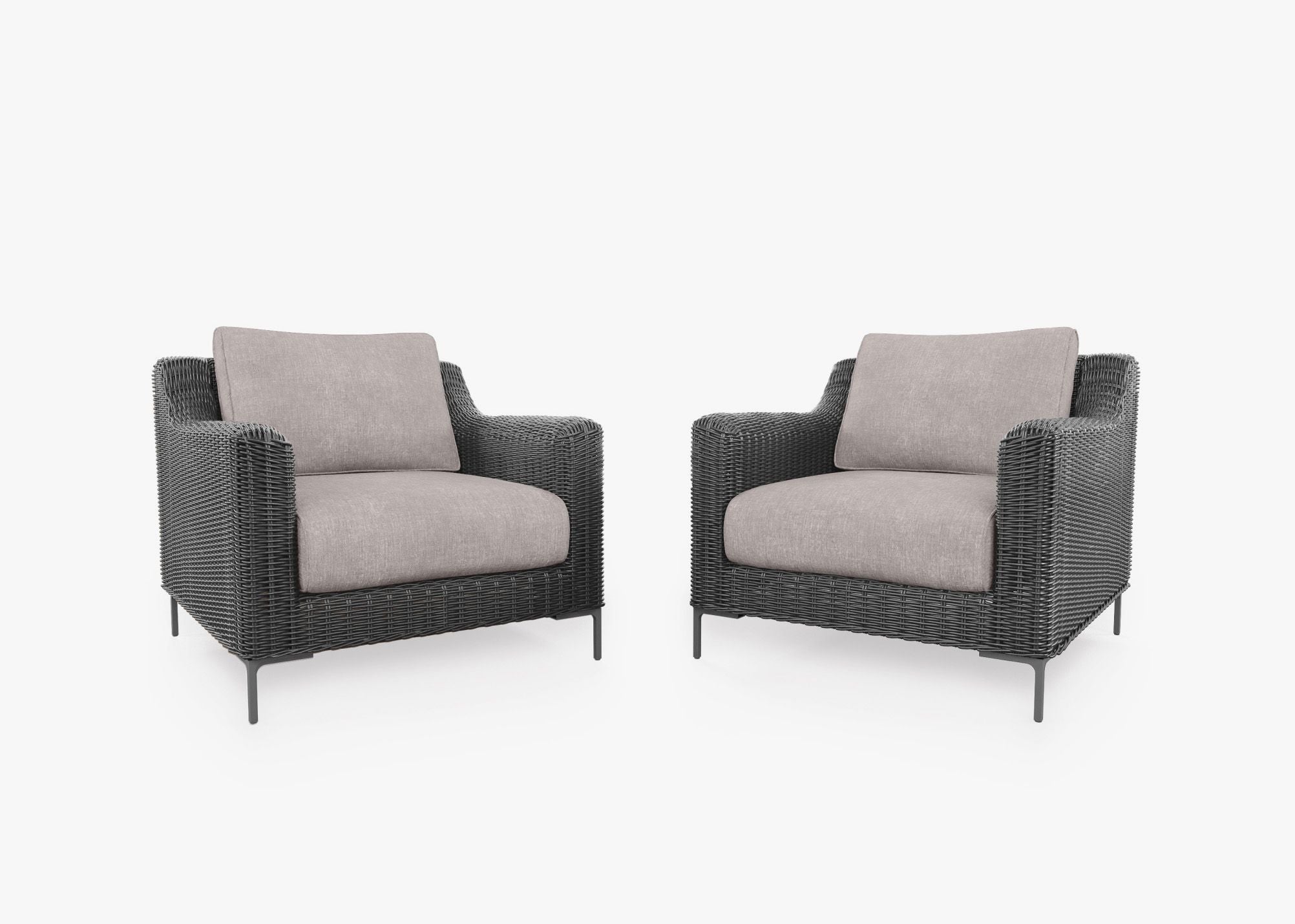 Ensemble de conversation de fauteuil d'extérieur en osier noir