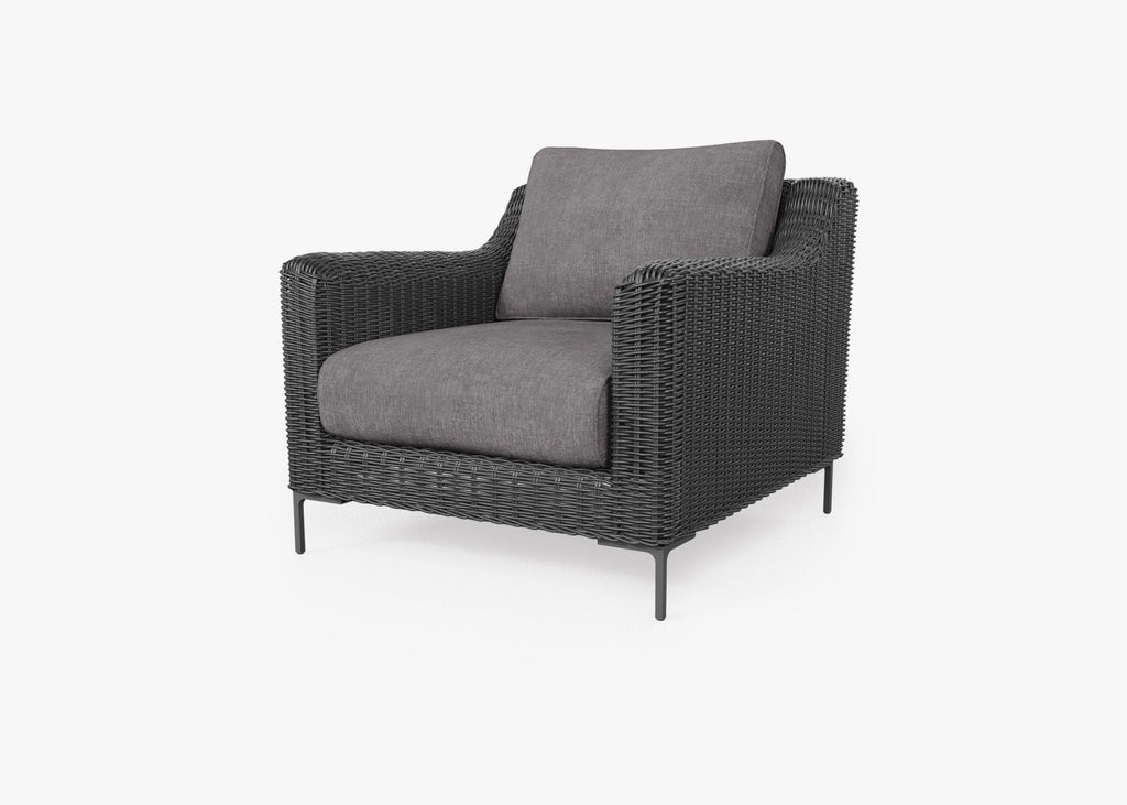 Fauteuil d'extérieur en osier noir