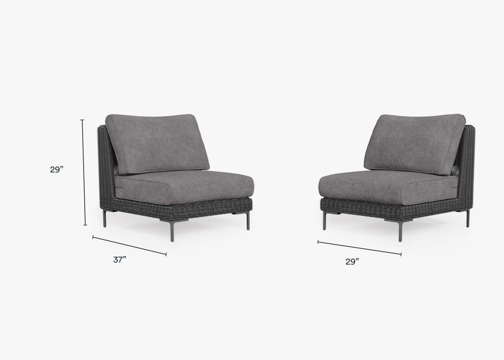 Ensemble de conversation de fauteuils de jardin sans accoudoirs en osier noir