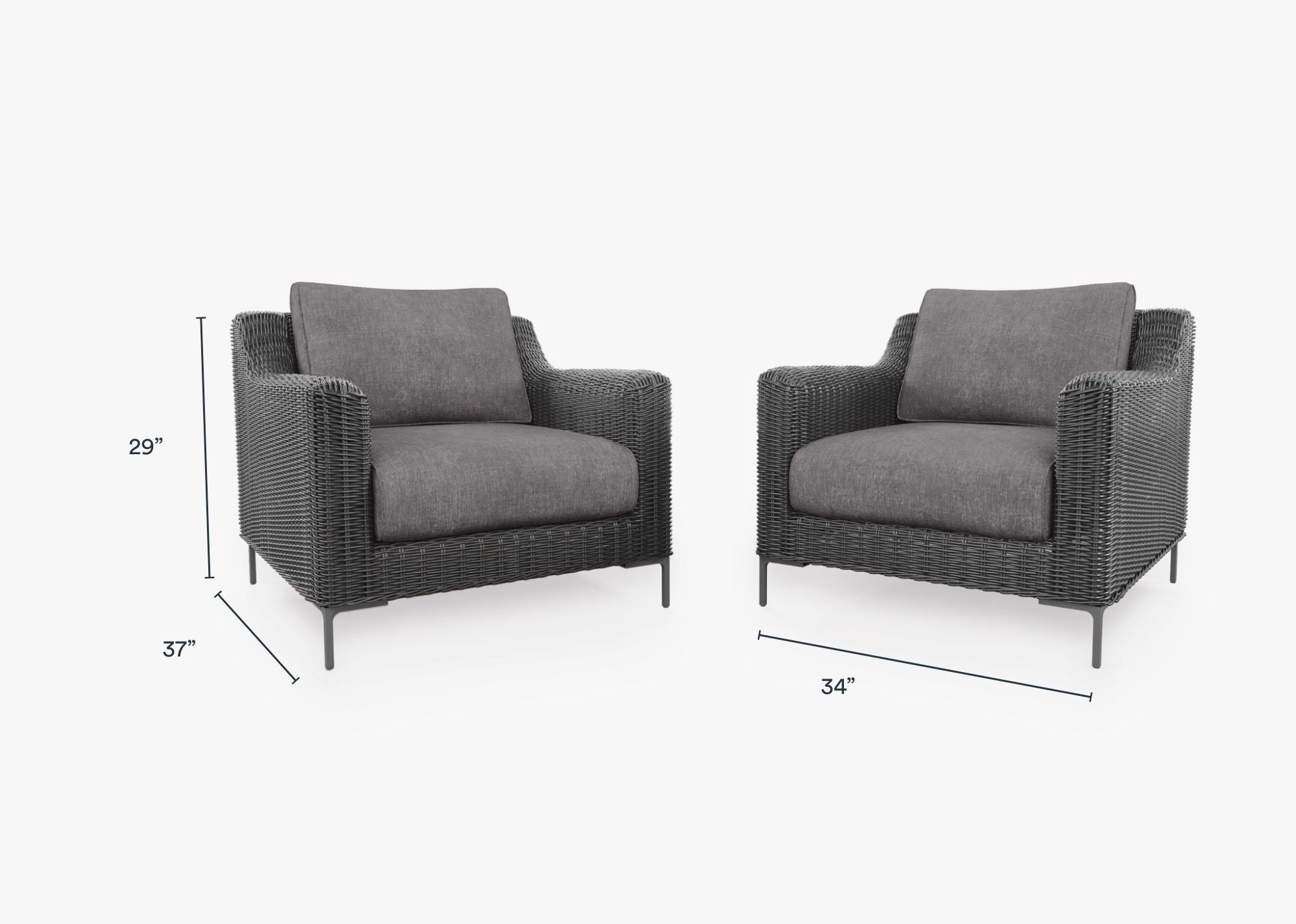 Ensemble de conversation de fauteuil d'extérieur en osier noir