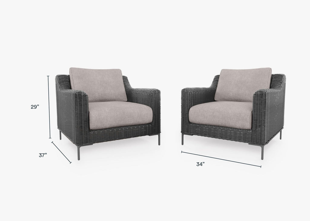 Ensemble de conversation de fauteuil d'extérieur en osier noir