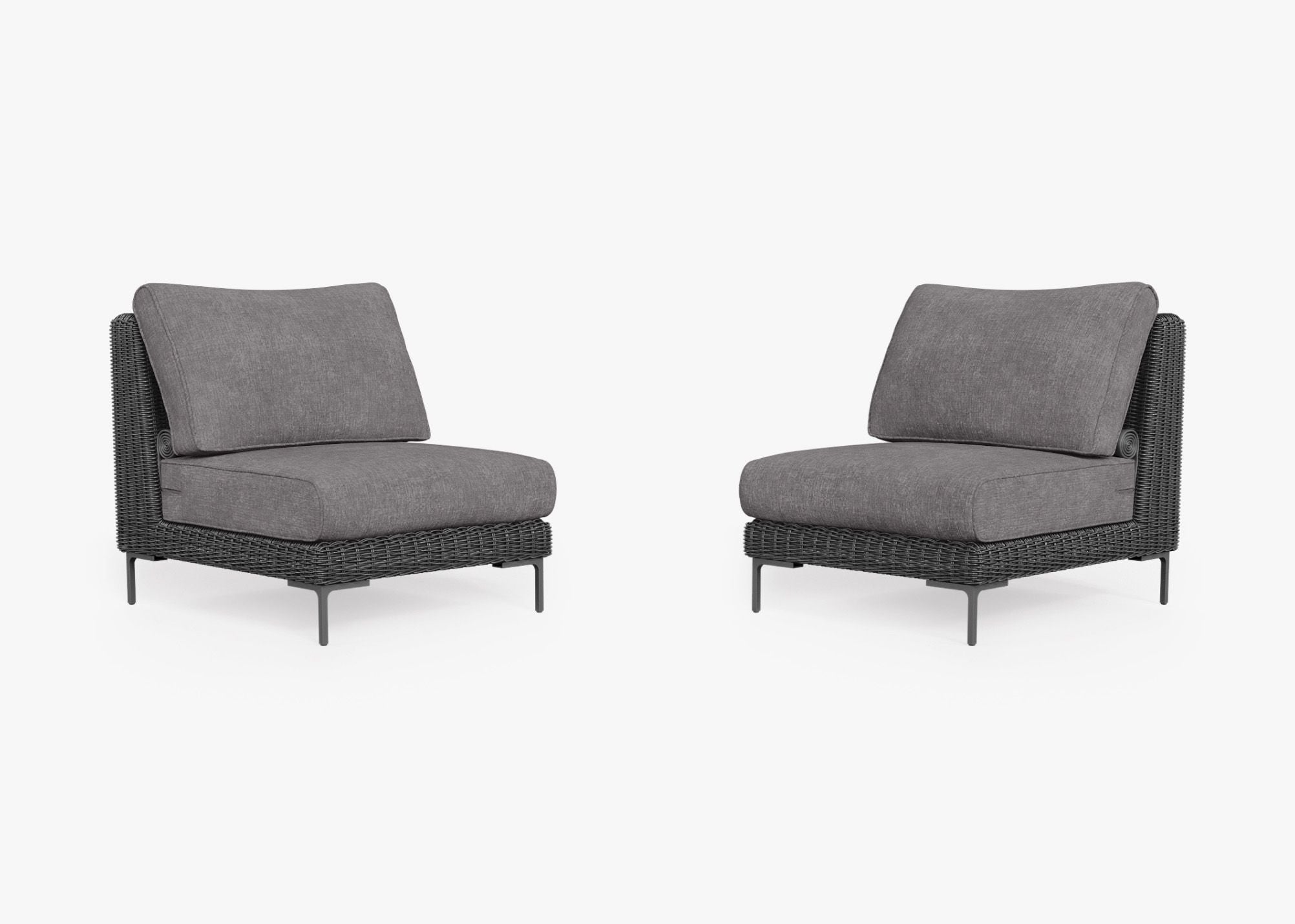 Ensemble de conversation de fauteuils de jardin sans accoudoirs en osier noir