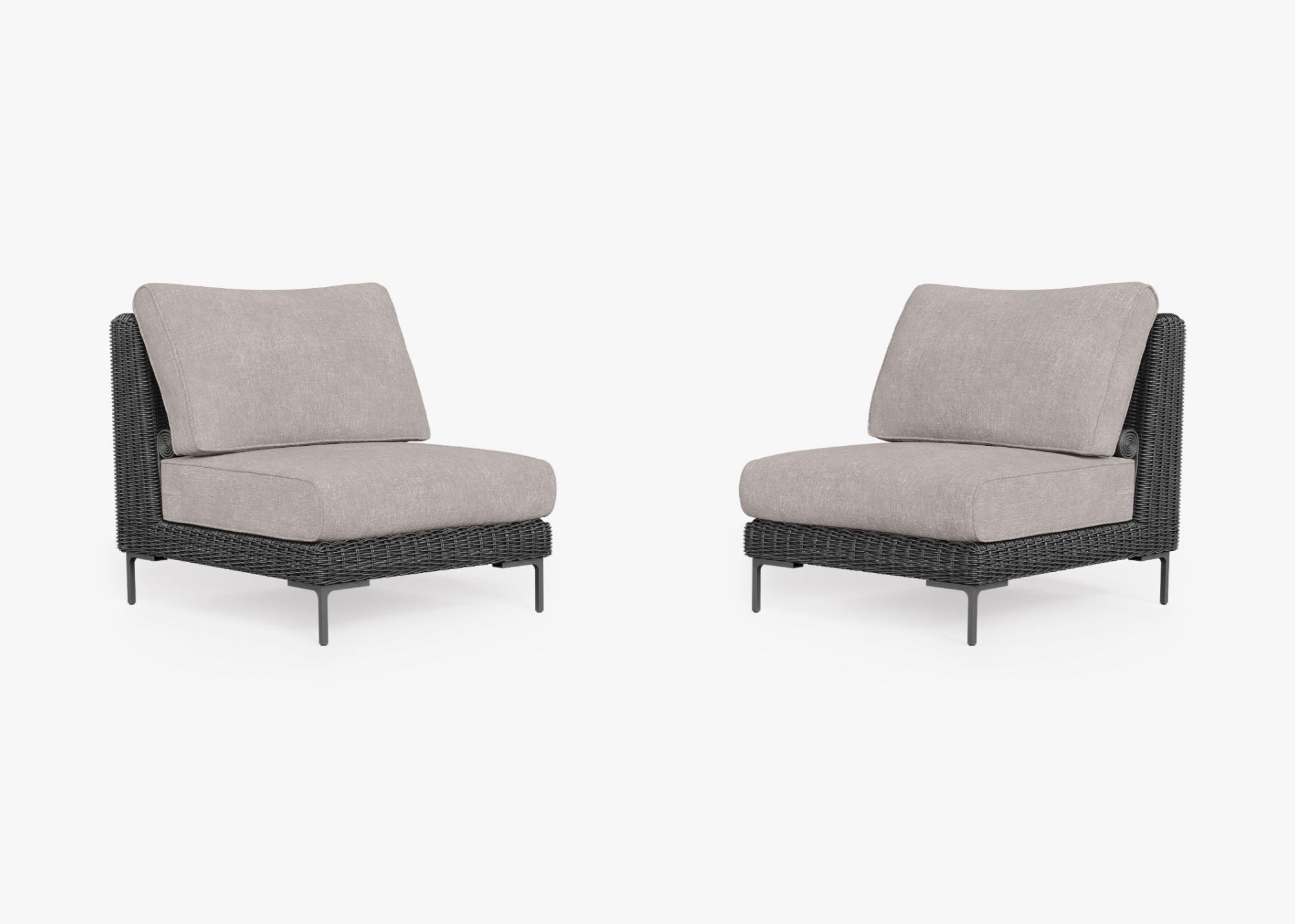 Ensemble de conversation de fauteuils de jardin sans accoudoirs en osier noir