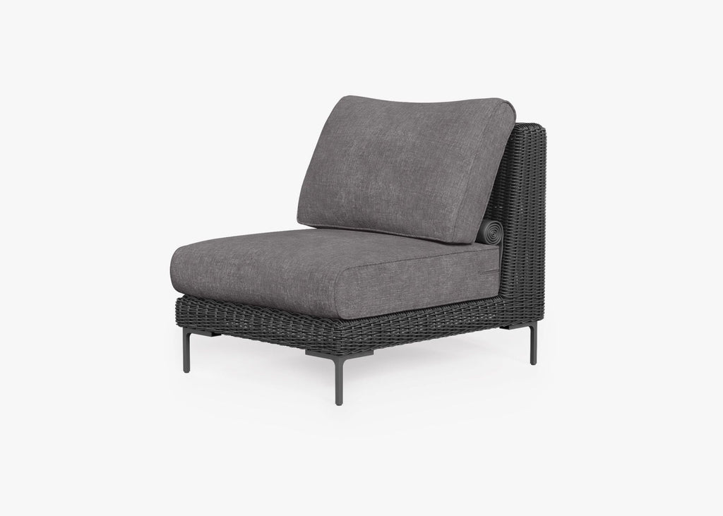 Chaise d'extérieur sans accoudoirs en osier noir