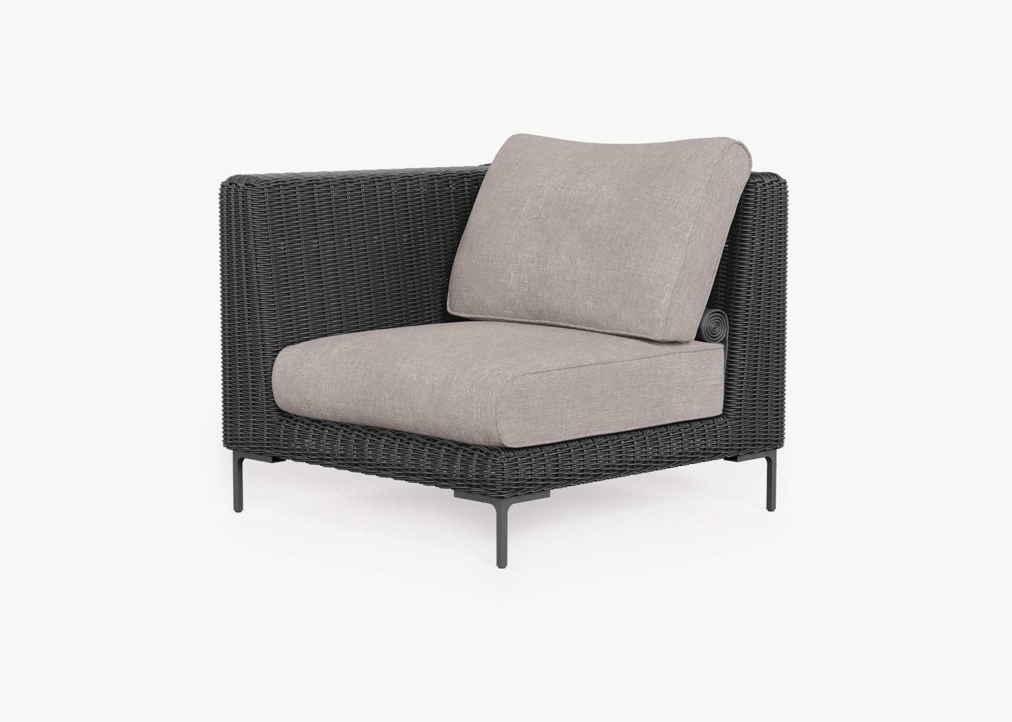 Fauteuil d'angle d'extérieur en osier noir - Gauche/Droite