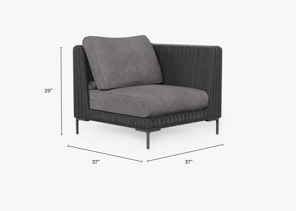 Fauteuil d'angle d'extérieur en osier noir - Gauche/Droite