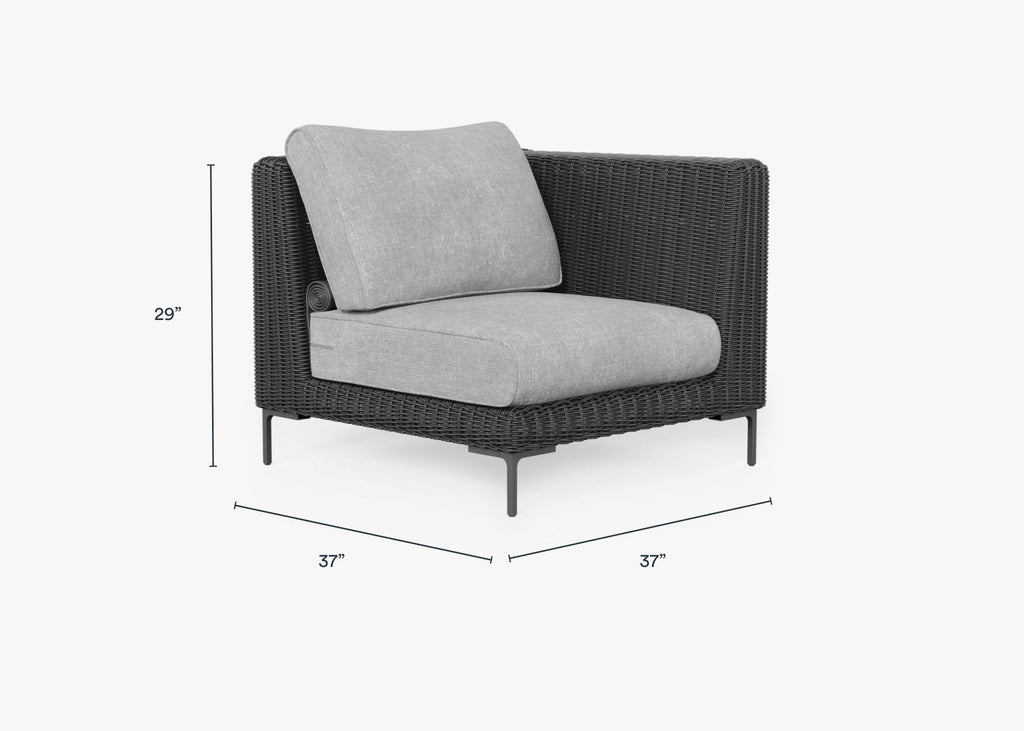 Fauteuil d'angle d'extérieur en osier noir - Gauche/Droite
