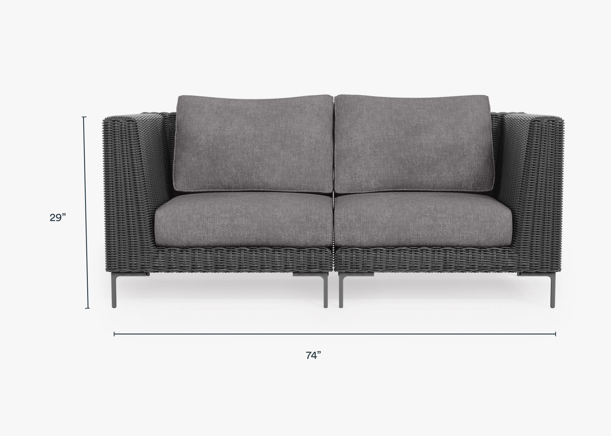 Canapé deux places d'extérieur en osier noir