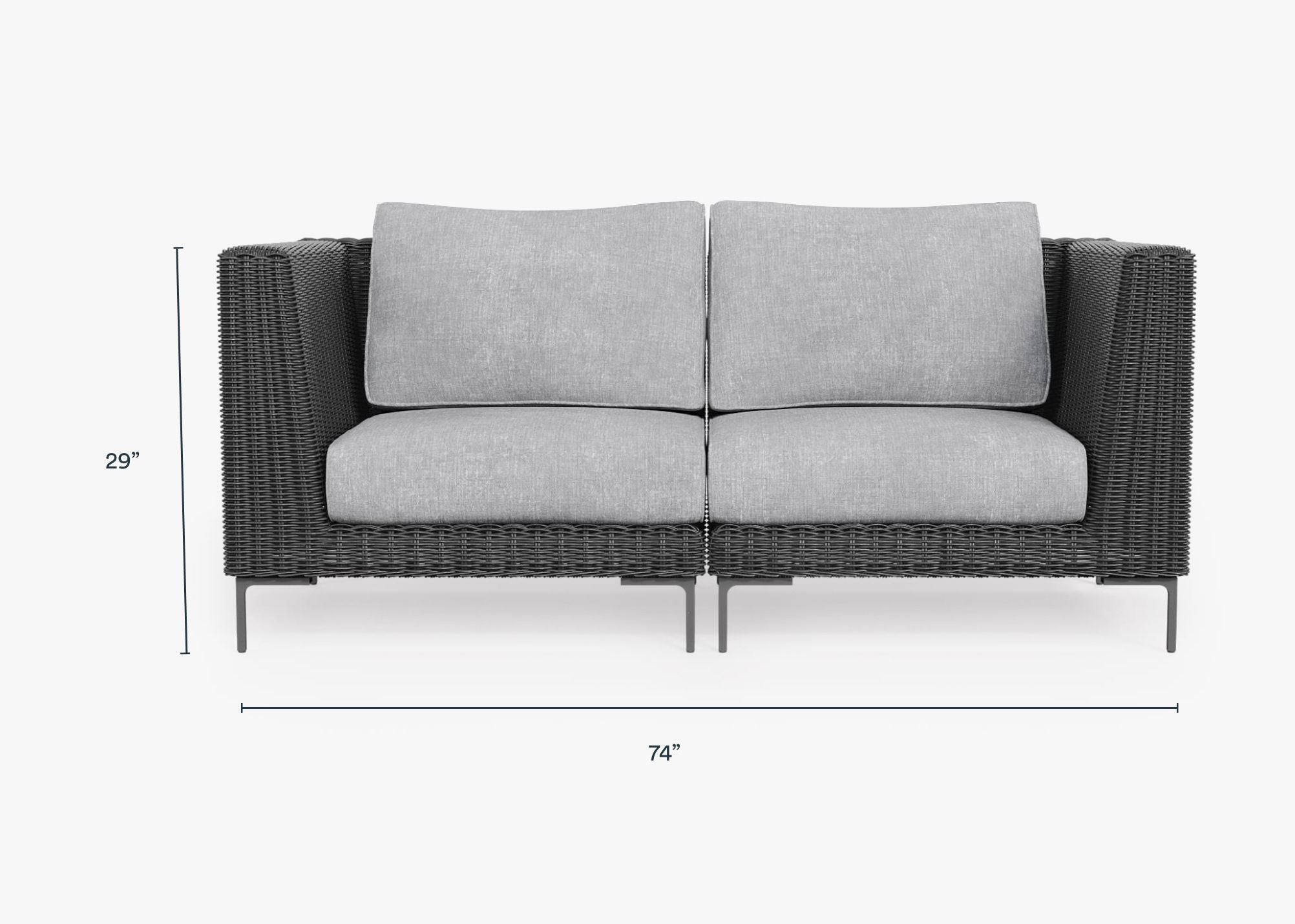 Canapé deux places d'extérieur en osier noir