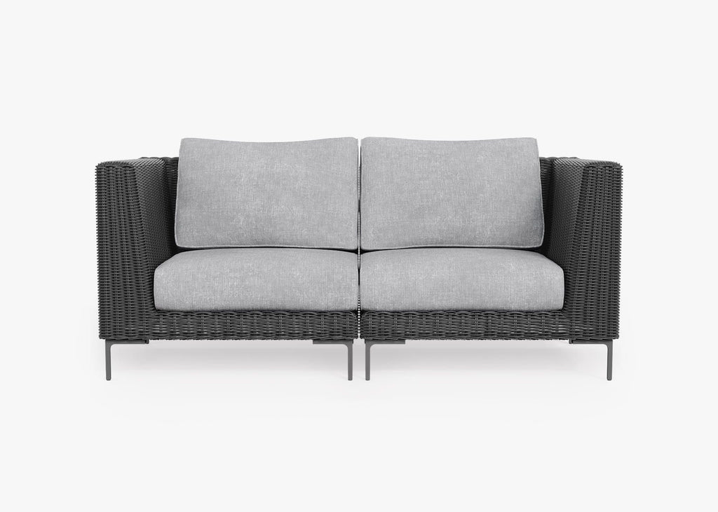 Canapé deux places d'extérieur en osier noir