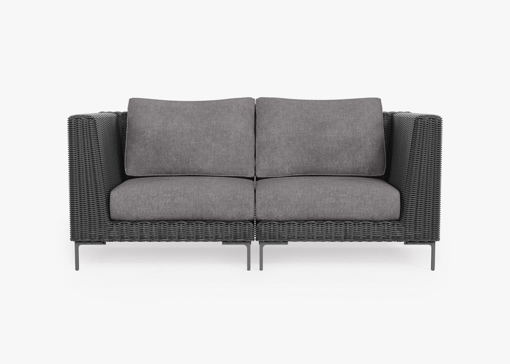 Canapé deux places d'extérieur en osier noir