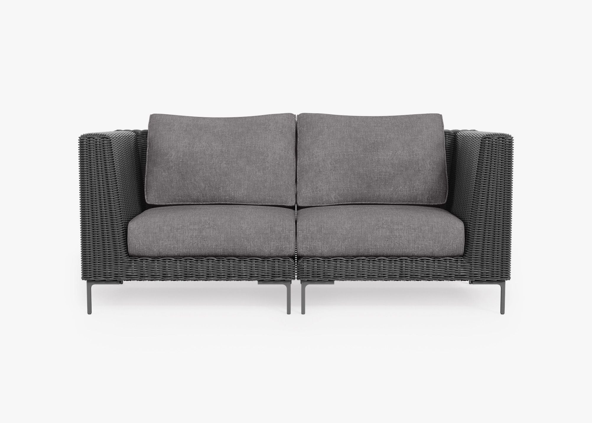 Canapé deux places d'extérieur en osier noir