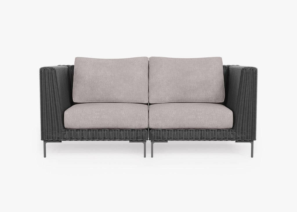 Canapé deux places d'extérieur en osier noir