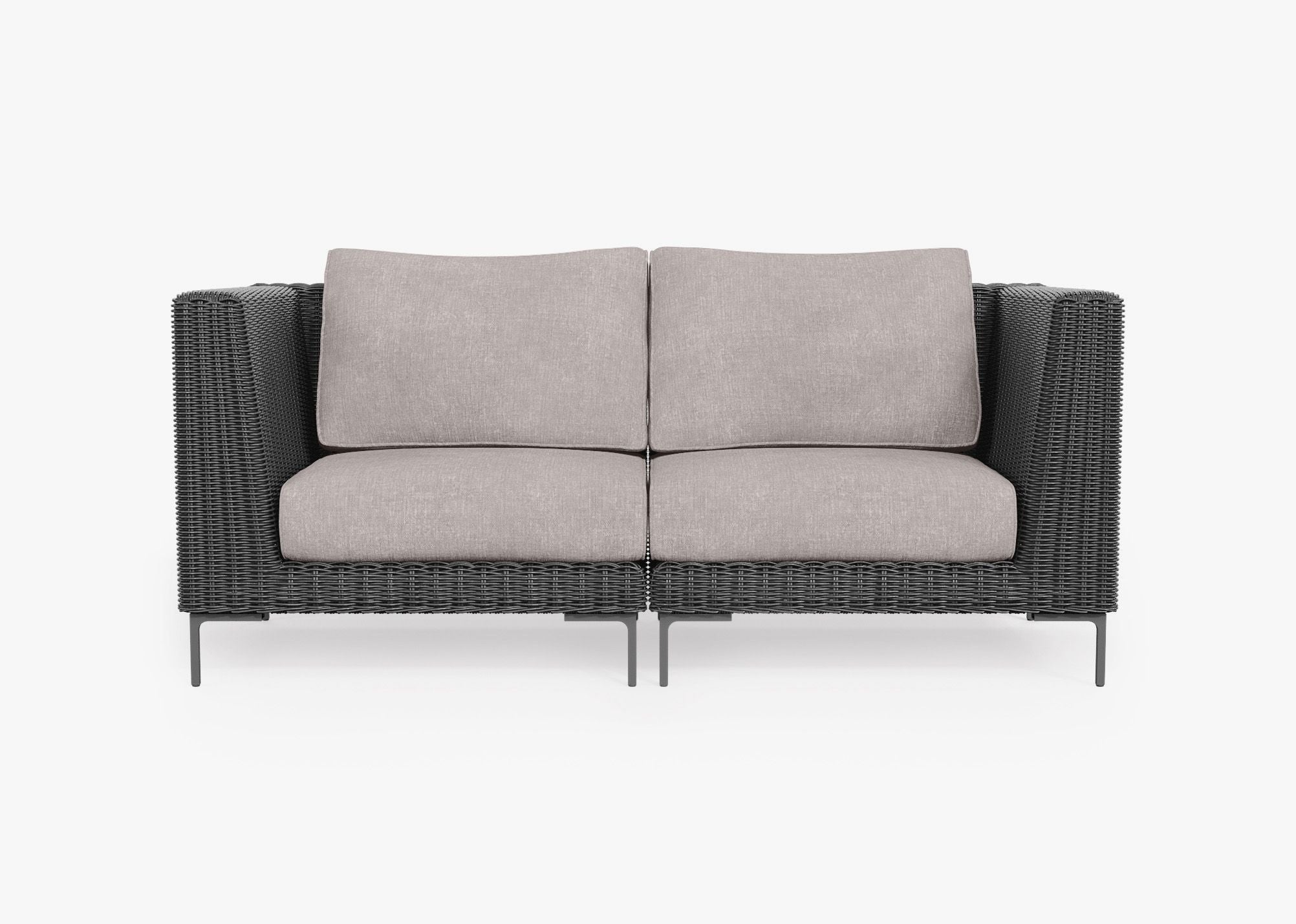 Canapé deux places d'extérieur en osier noir