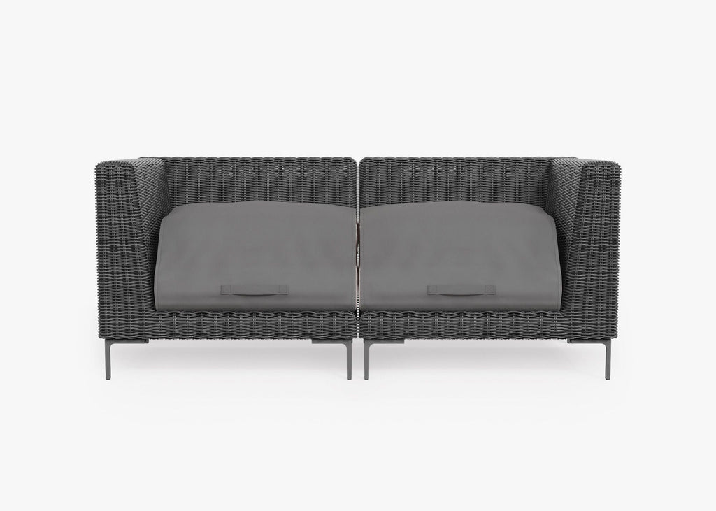 Canapé deux places d'extérieur en osier noir