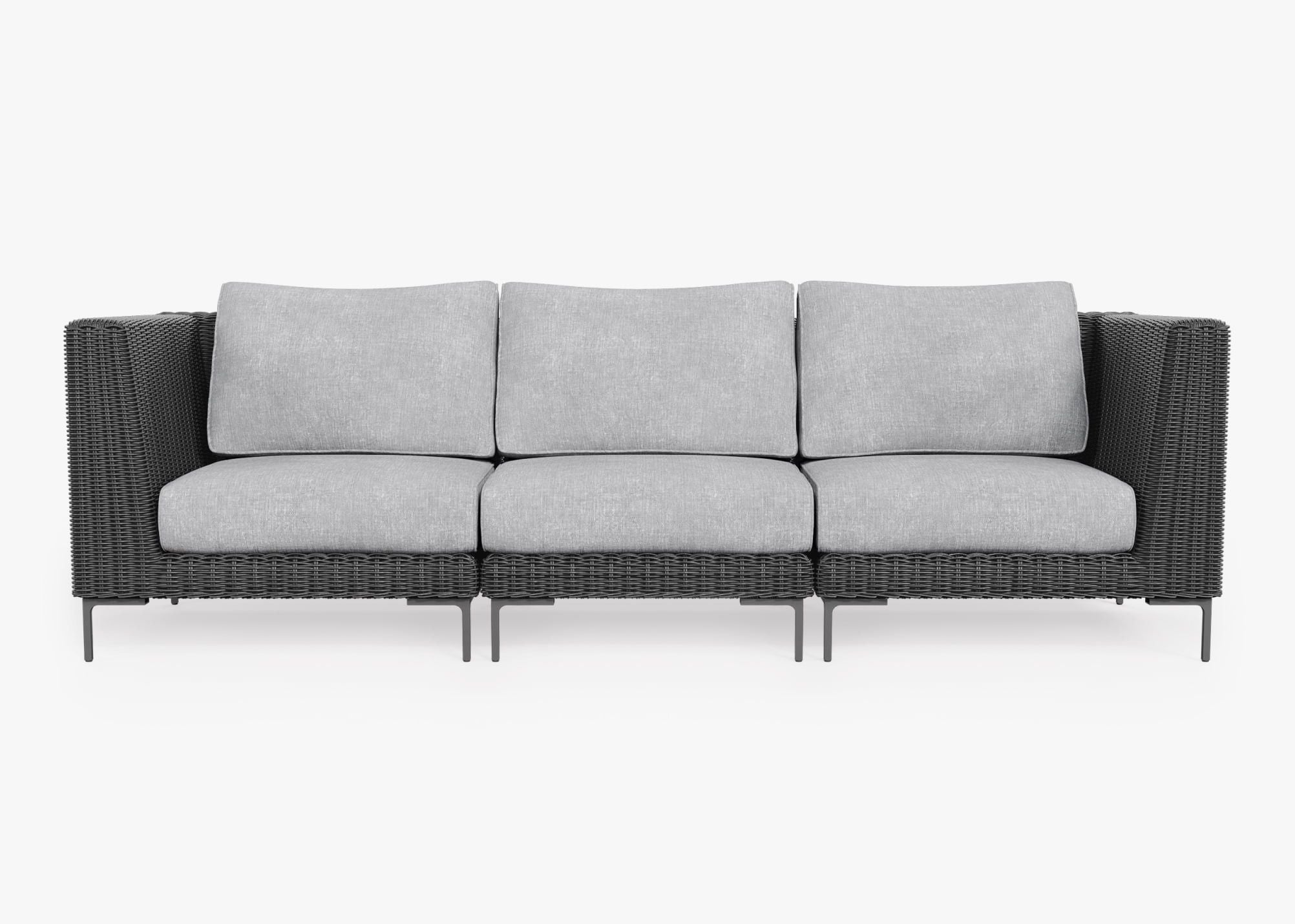 Canapé d'extérieur en osier noir - 3 places