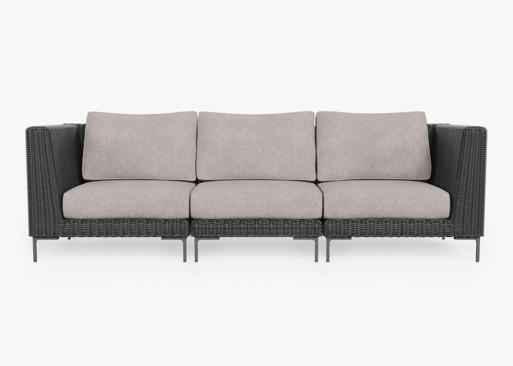 Canapé d'extérieur en osier noir - 3 places