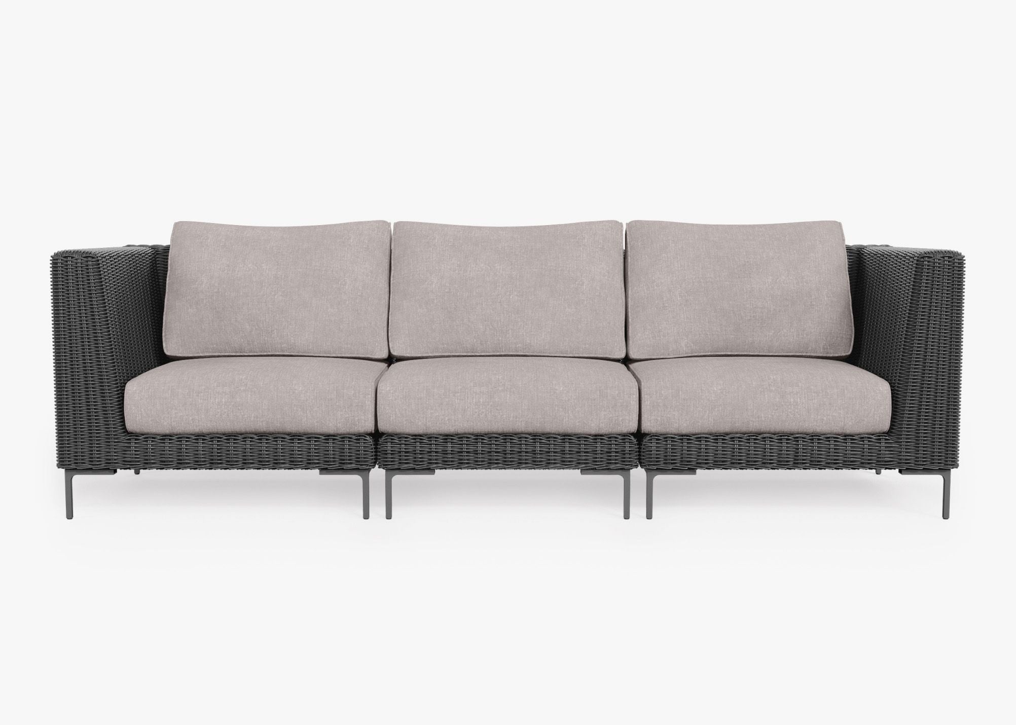 Canapé d'extérieur en osier noir - 3 places