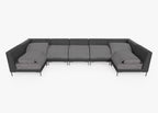 Canapé d'angle d'extérieur en résine tressée noire en forme de U - 7 places