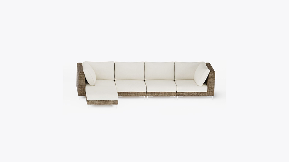 Pouf d'extérieur multifonctionnel en osier marron