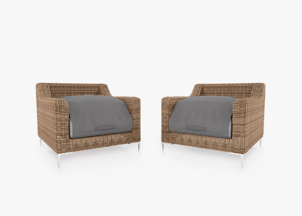 Ensemble de conversation de fauteuil d'extérieur en osier marron