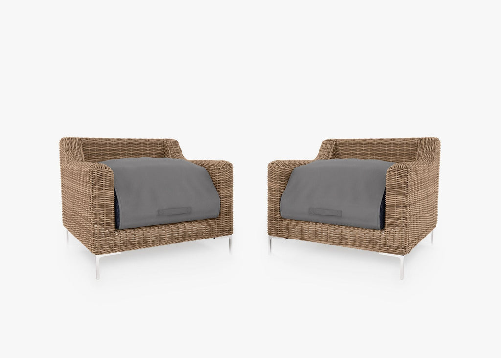 Ensemble de conversation de fauteuil d'extérieur en osier marron