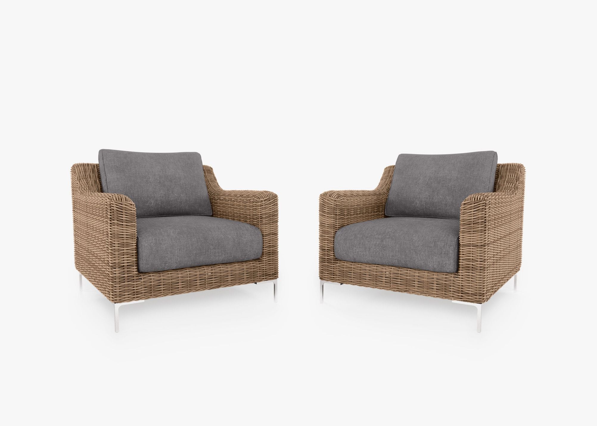 Ensemble de conversation de fauteuil d'extérieur en osier marron