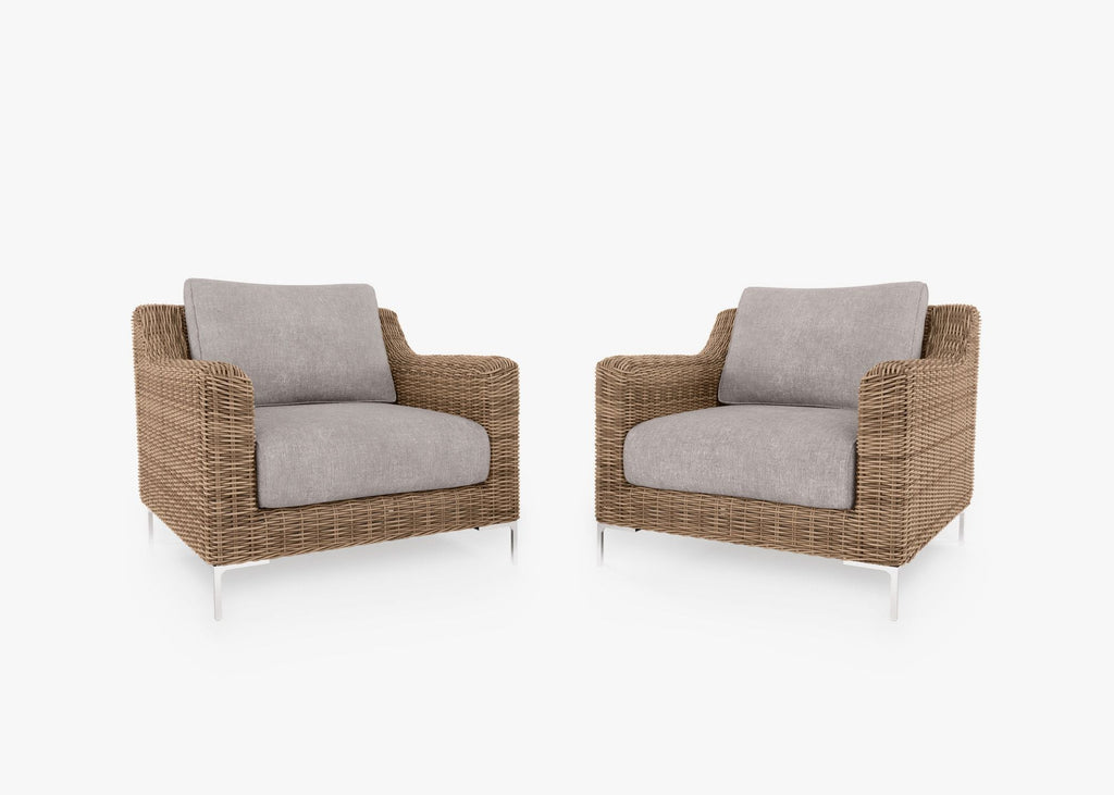 Ensemble de conversation de fauteuil d'extérieur en osier marron