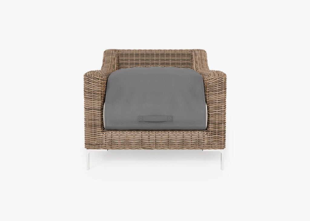 Fauteuil d'extérieur en osier marron