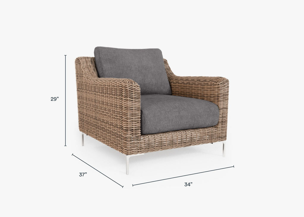 Fauteuil d'extérieur en osier marron