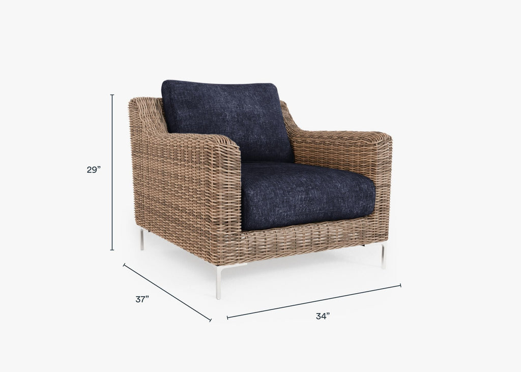 Fauteuil d'extérieur en osier marron