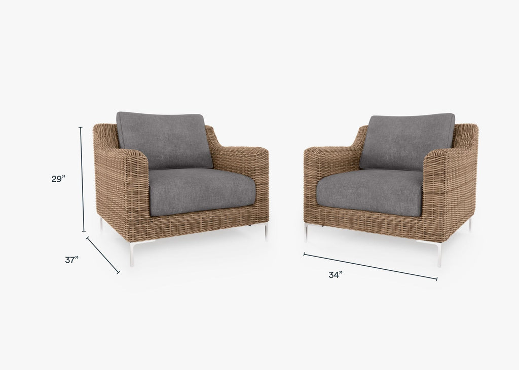 Ensemble de conversation de fauteuil d'extérieur en osier marron