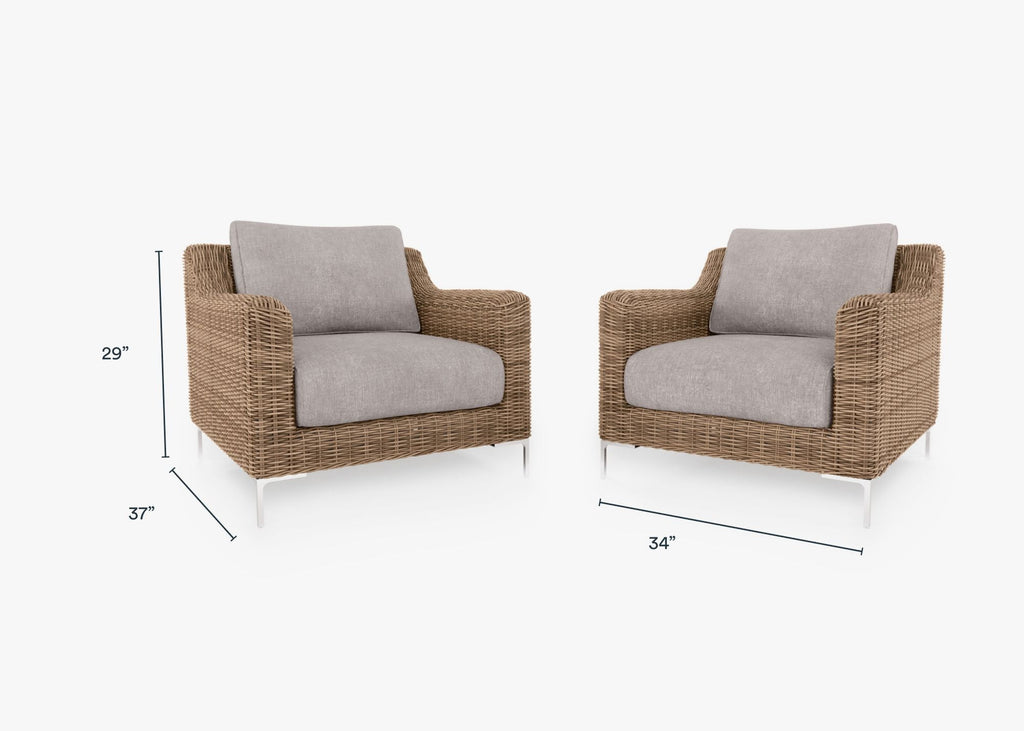 Ensemble de conversation de fauteuil d'extérieur en osier marron