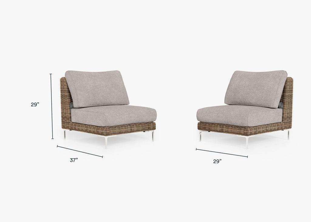 Ensemble de conversation de fauteuils de jardin sans accoudoirs en osier marron