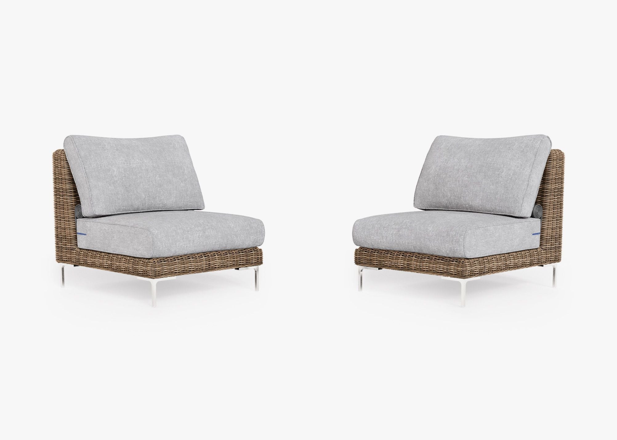 Ensemble de conversation de fauteuils de jardin sans accoudoirs en osier marron