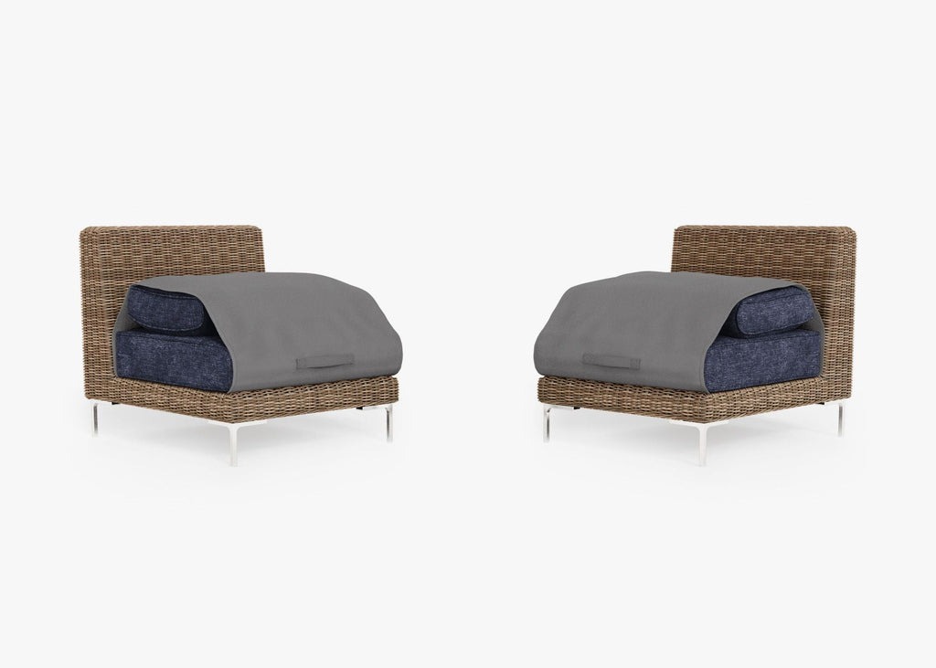 Ensemble de conversation de fauteuils de jardin sans accoudoirs en osier marron